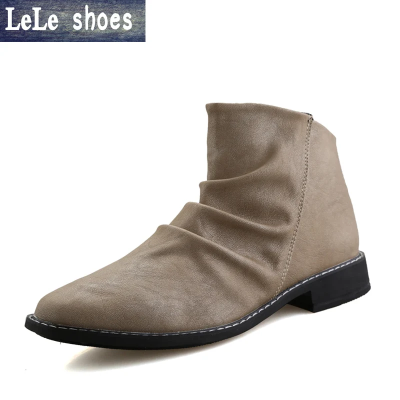 

2016 New Brand Designer Men Genuine Leather High Top Ankle Boots Winter Spring Autumn Soft Slip On Casual Shoes Flats Zapatos