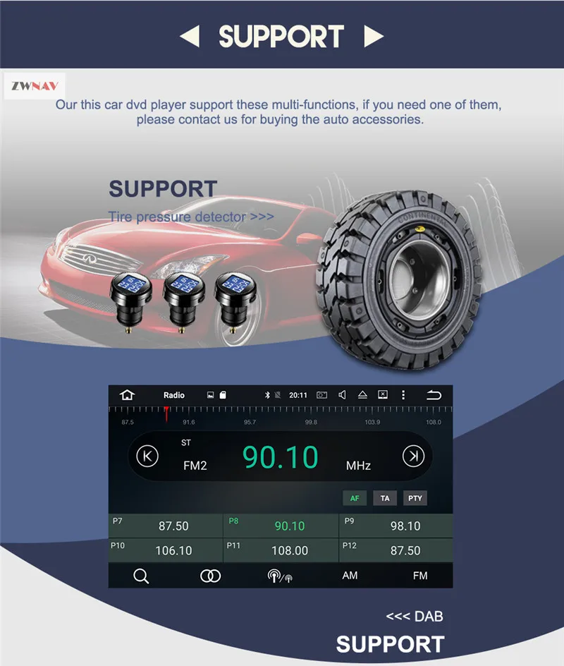 TPMS для Автомобильный dvd-плеер на основе Android gps навигационная автомобильная система контроля давления в шинах с 4 внутренними датчиками шин USB интерфейс