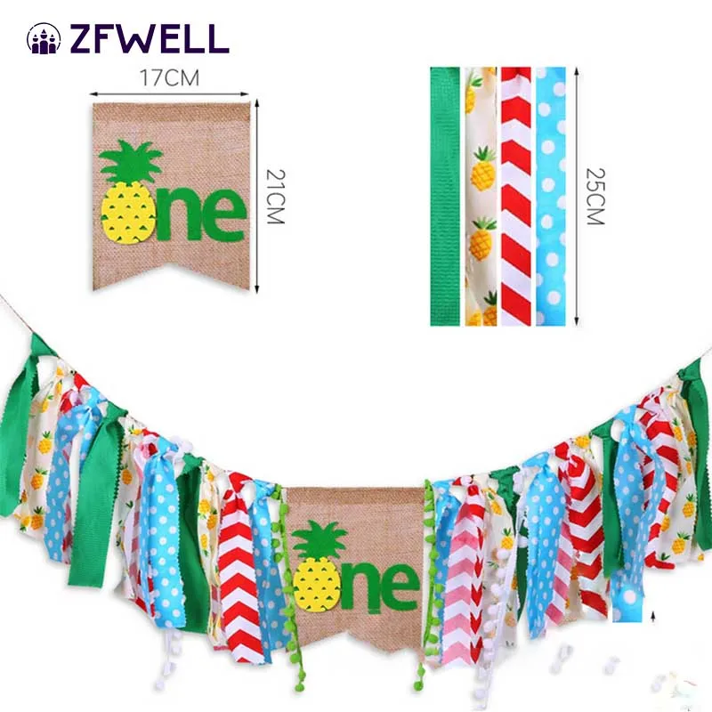 ZFWELL Гавайский стиль темы с принтом ананаса для малышей, один год День рождения тянуть флаг обеденный стол стул с покрывалом diy вечерние душ decorati9