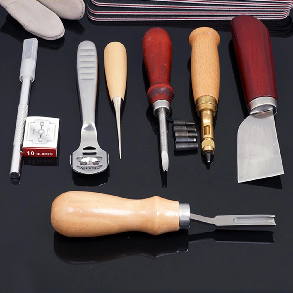 

24PCS Leather Craft Tool Leather Sewing Tools Kit Leather DIY Hand Stitching Tools for Sewing Leather Canvas