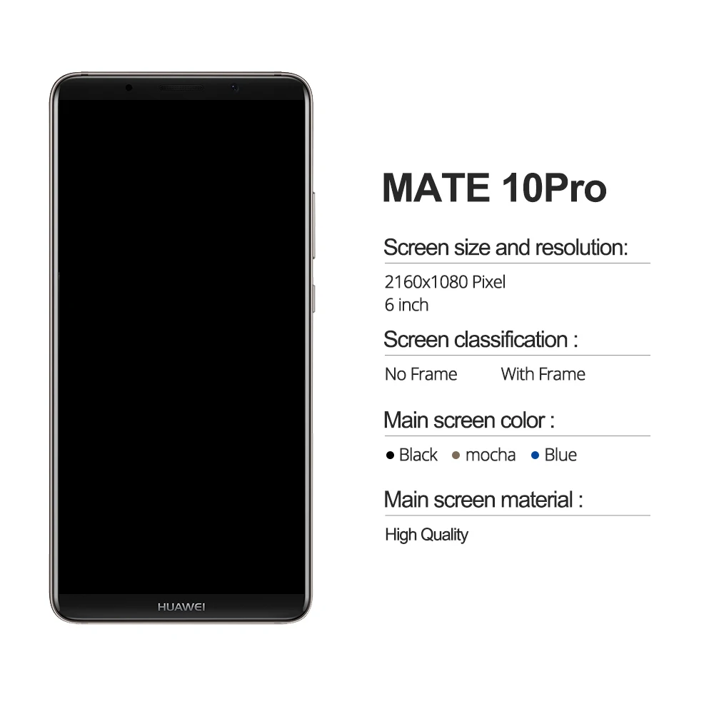 6," дюймовый mate 10 Pro ЖК-экран+ сенсорный дигитайзер для huawei mate 10 Pro замена дисплея с рамкой