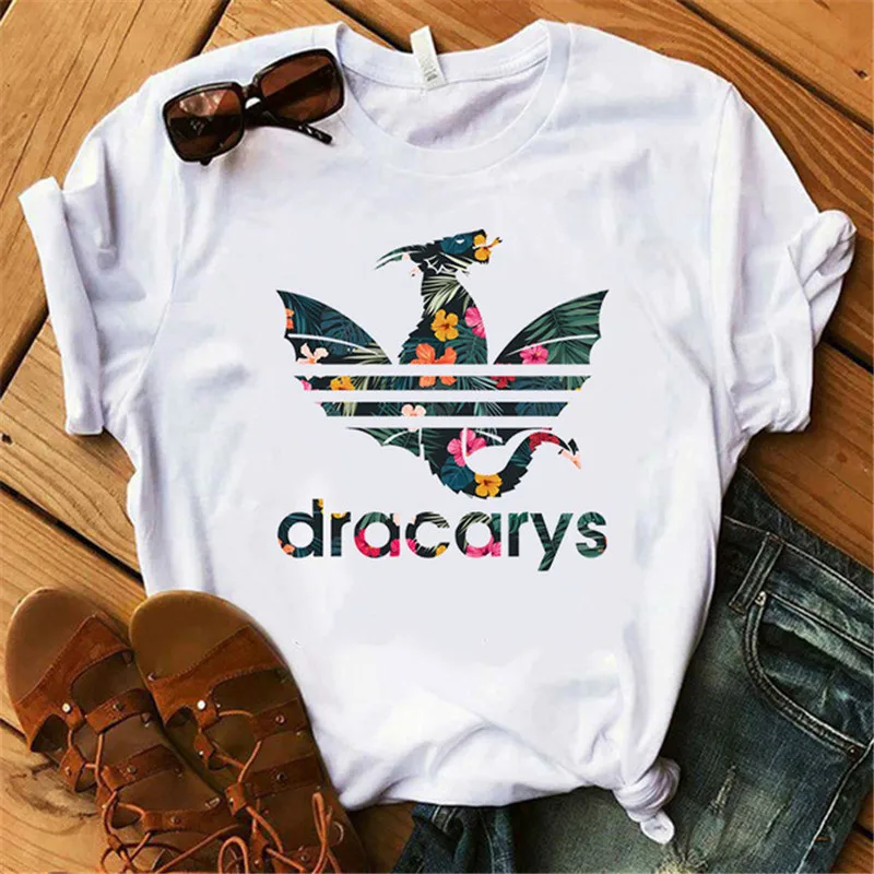 Lei SAGLY DRACARYS Game of Throne Female T Shirt Women Summer Short Sleeve White Casual Print Tshirt Homme Streetwear T-shirts