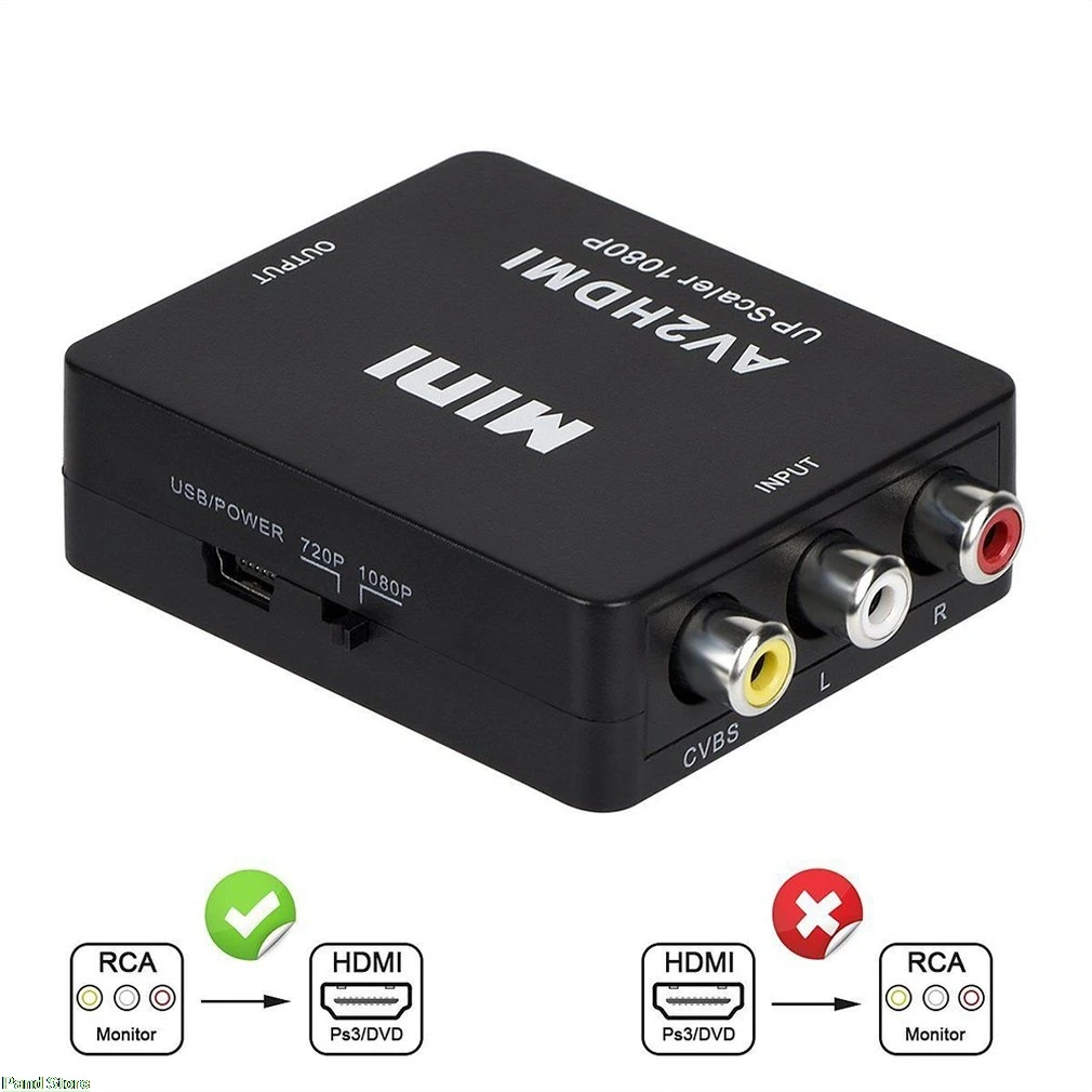  Full HD Maschio a Femmina RCA AV A HDMI Adattatore Mini Composite CVBS a HDMI AV2HDMI Audio Convert