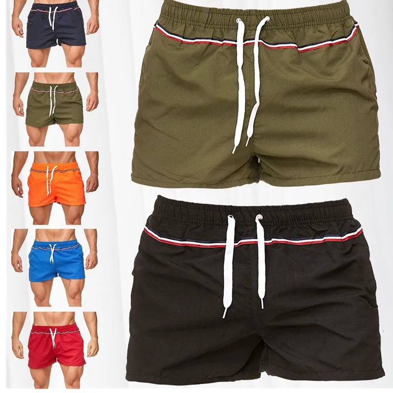 

2019 summer hot style men's shorts European and American beach pants pure color cotton quick-drying multi-color foreign trade be