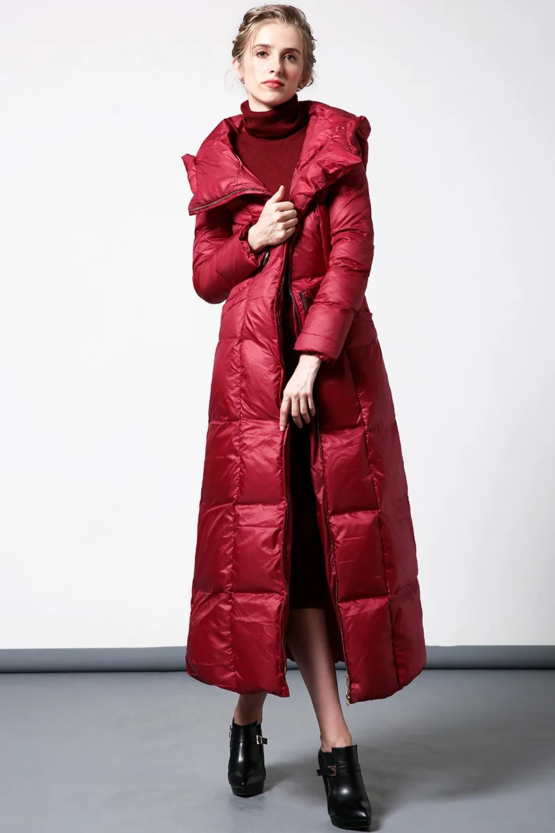 Высокое качество, S-4XL, хлопок, шерсть, большое пальто для женщин, зимняя парка размера плюс X, длинная куртка, теплое пальто с поясом, красная верхняя одежда, кепка 6409
