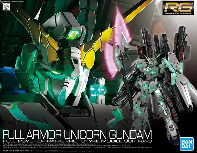 Bandai Gundam 1/144 RG Полная Броня единорог GUNDAM мобильный костюм сборные модели комплекты