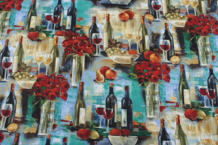 100x110cm Red Wine Oil Painting Designer Plain Cotton Patchwork Fabrics