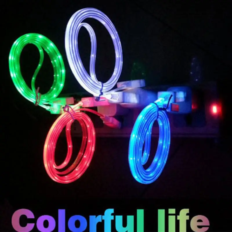 

LED Lightings Date Cable Micro V8 USB Data Cables Noodle Cable Fluorescent Charging Computer Connecting Wire #0918
