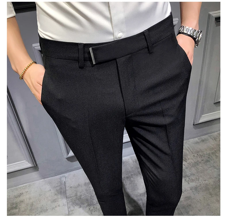 N& B мужские брюки приталенные мужские серые брюки официальные деловые брюки мужские брюки длиной до щиколотки классический костюм брюки SR38