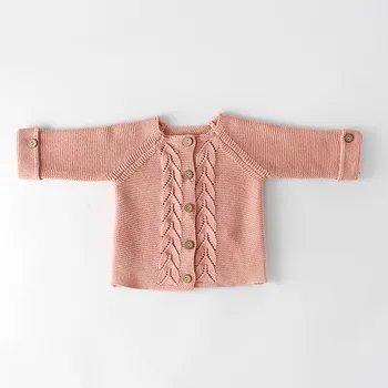 

Spring And Autumn Infant Baby Girls Wear A Leaf Knitted Jacket Wool Clothing Cardigans Children Coat