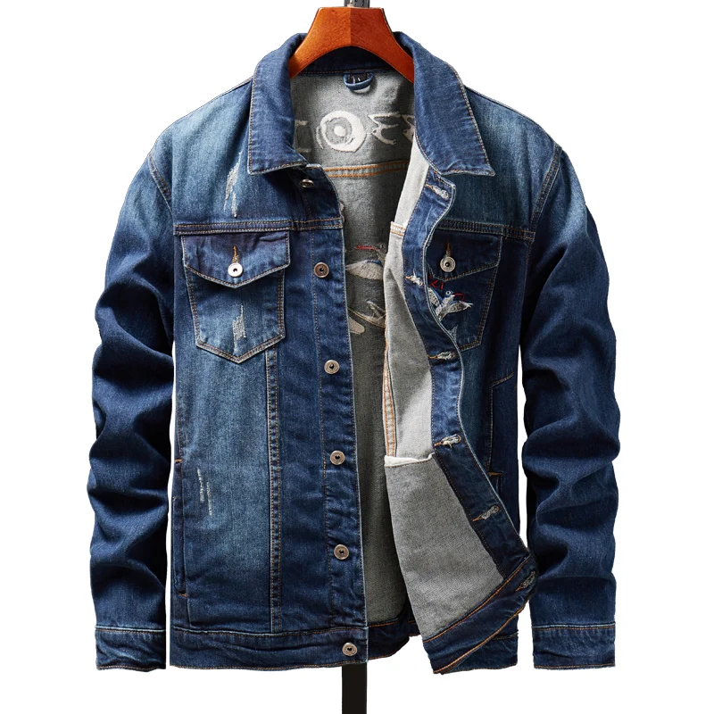 Китайский Стиль Тренд пальто изысканная вышивка ремесло Повседневная джинсовая куртка Красивый Youthhful модная мужская одежда