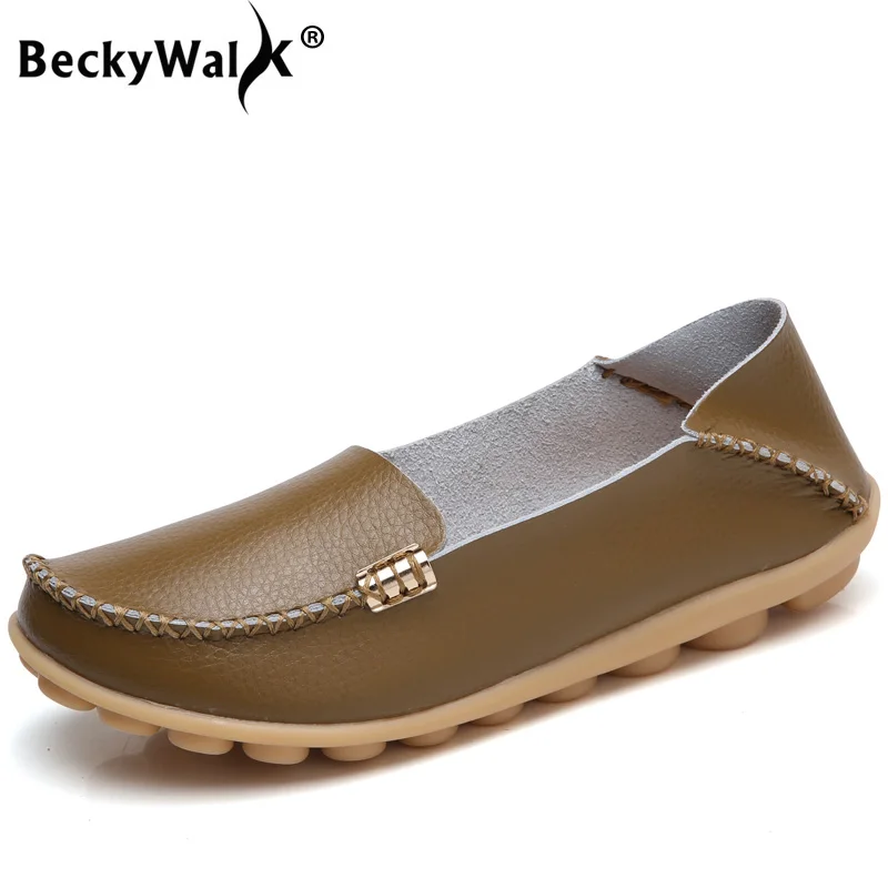 BeckyWalk/Новый 2021 женская обувь на плоской подошве Женские легкие кожаные туфли типа