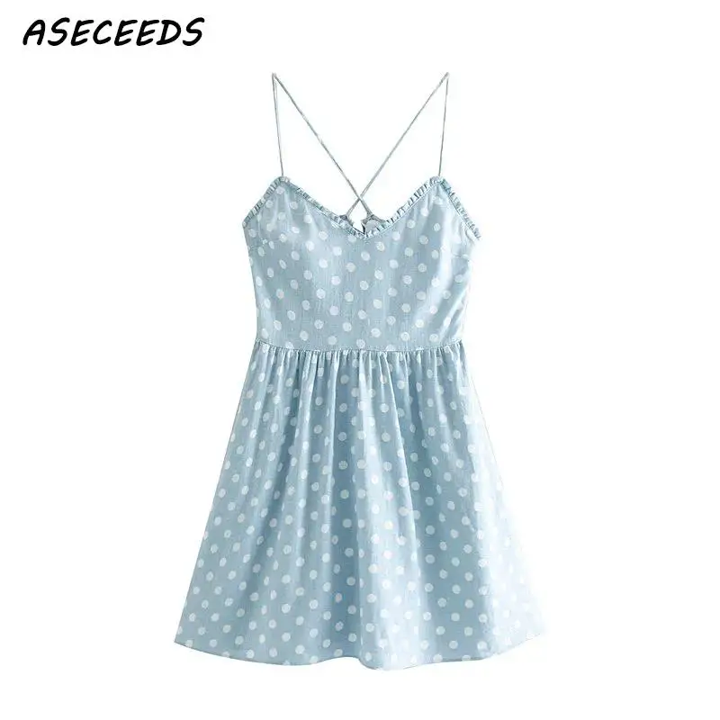 

Summer polka dot boho dress women Vintage lace up dress Sexy backless beach party dress korean clothes 2019 vestidos dresses