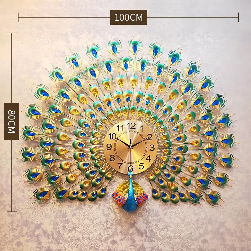 Часы настольные гостиная персональные настенные часы креативная мода павлин часы на цепочке простая атмосфера часы 21 дюймов - Цвет: same as picture12