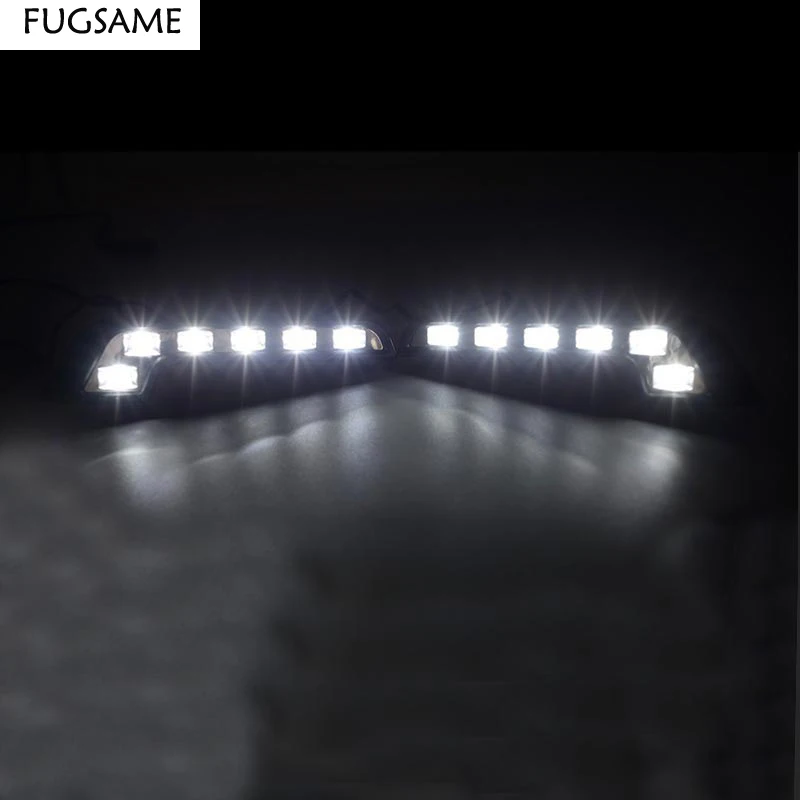 Fugsame 2 шт. 6 светодиодов Универсальная Fit L Форма днем Бег света DRL 12 В переднего бампера Решетка Вставка яркая лампа