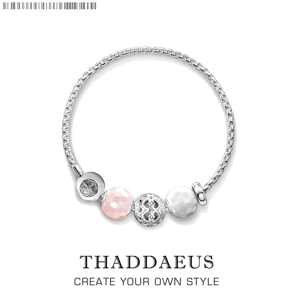 

Bracelet Chain With Heart Bead Thomas Style Karma Gift For Women In Silver,Length 16-23cm,Fit Fashion Pendants and Charms