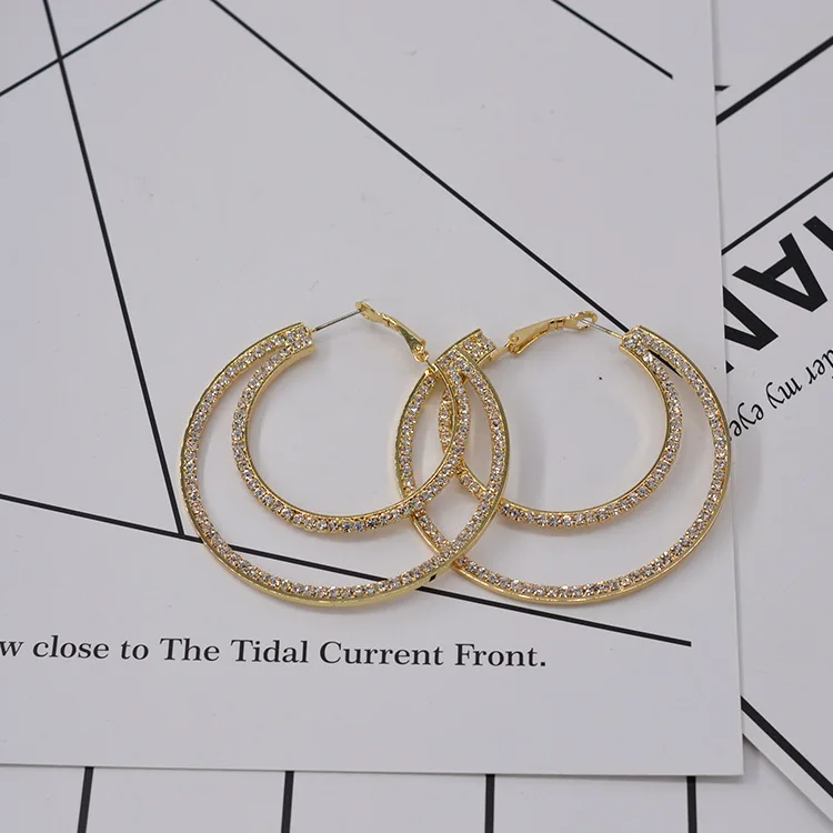 Big circle exaggerated punk double fashion charms earrings