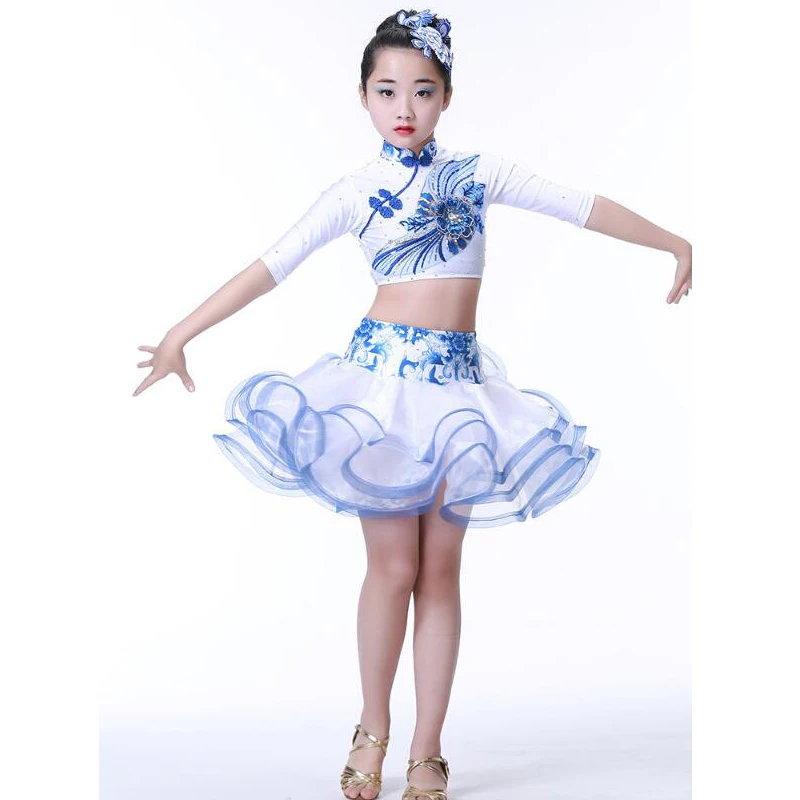 Платье для латинских танцев для девочек, профессиональные платья для конкурса бальных танцев, костюмы для бальных танцев