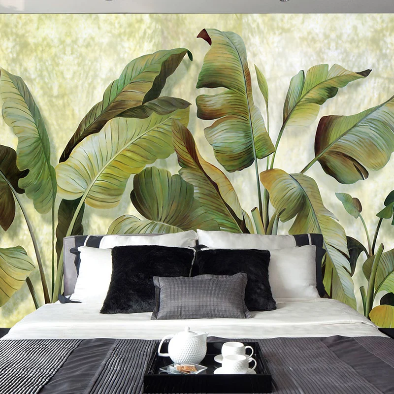 Avoir Images Fibre De Tissu Murale Moderne Or Banane Tropicale Pluie Foret dernière par