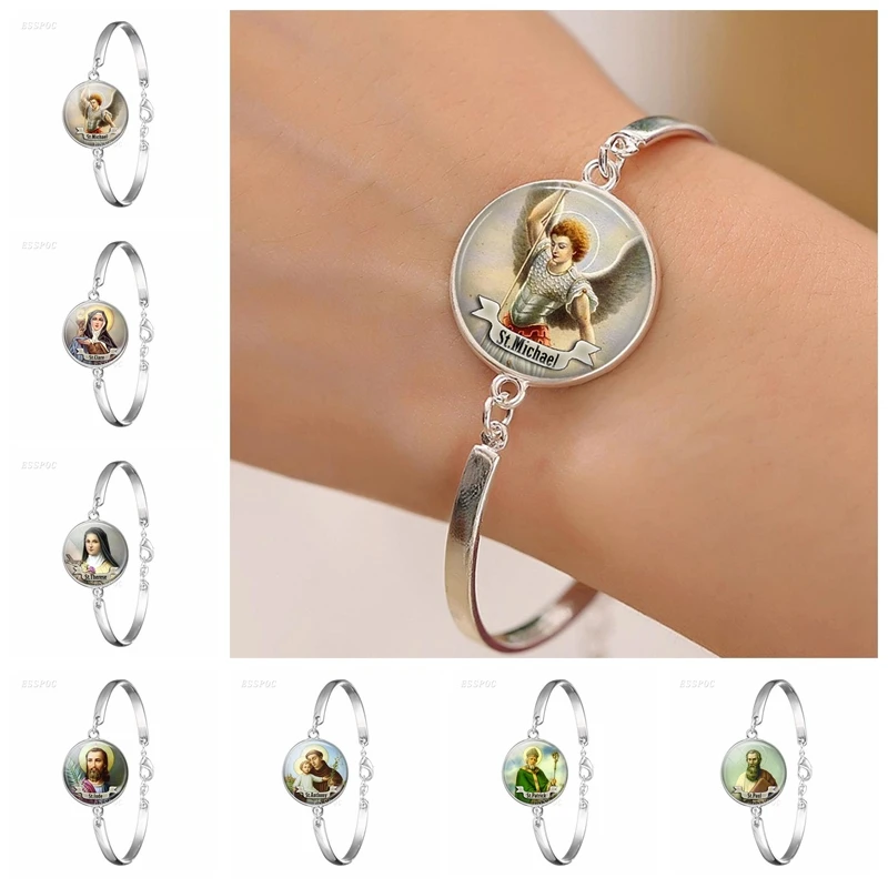 Браслет с кабошоном из стекла St Michael Круглый браслет религиозные украшения