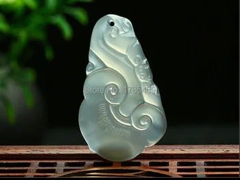 

Elegant Natural Icy Chalcedony Carved Ruyi Pendant Bring Lucky