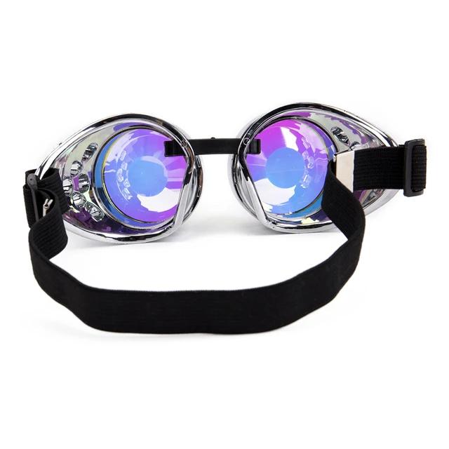 Steampunk Goggles Round Kaleidoscope Colorful Glasses Rave Festival Party EDM Sunglasses Diffracted Lens 5