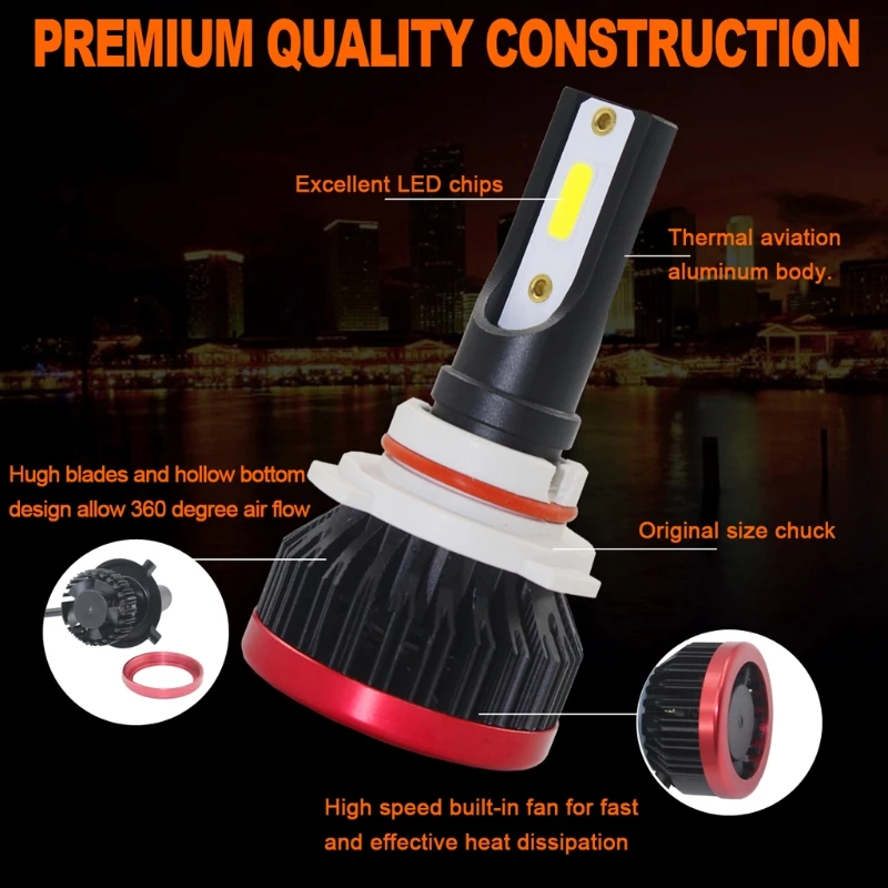 DC12V 9005/9006/H11/H4/H7 100W 20000LM LED Chips Headlight Fog Light Bulb Qualitied Conversion Lamp Automobiles 6000K White Lamp