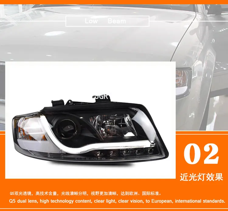 2 шт. светодиодный головной светильник s для Audi A4 2001-2004 автомобильный светодиодный светильник s двойной ксеноновый Объектив Автомобильные аксессуары дневные ходовые огни противотуманный светильник