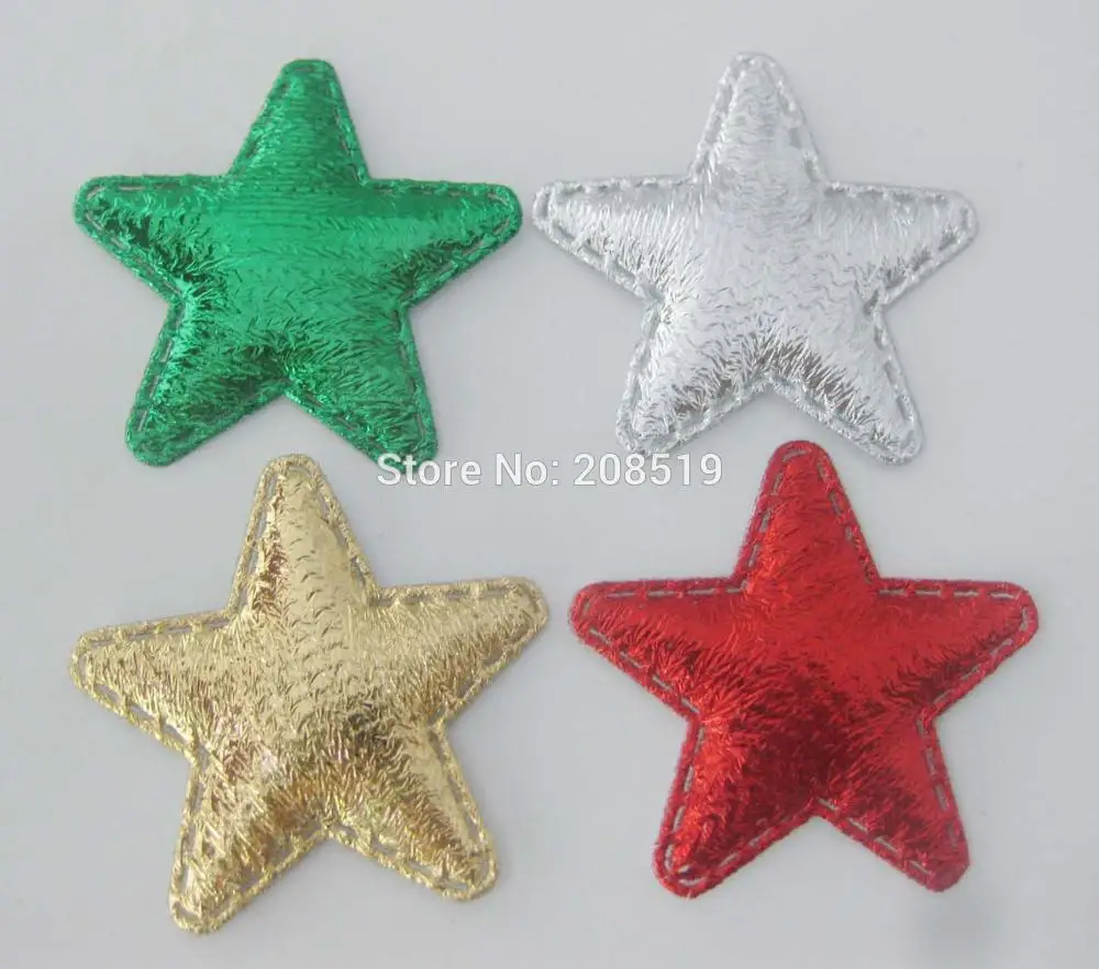 

PANVLL 200pcs 36mm star appliques Padded felt motif Gold/Silver/Red/Green christmas festival decoration DIY craft supplies