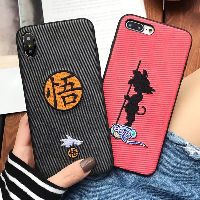 

Embroidery Comic Dragon Ball For iPhoneXs XR Max Mobile Phone Shell For iPhone 7 8 Plus Anti-knock Mobile Phone Protective Case