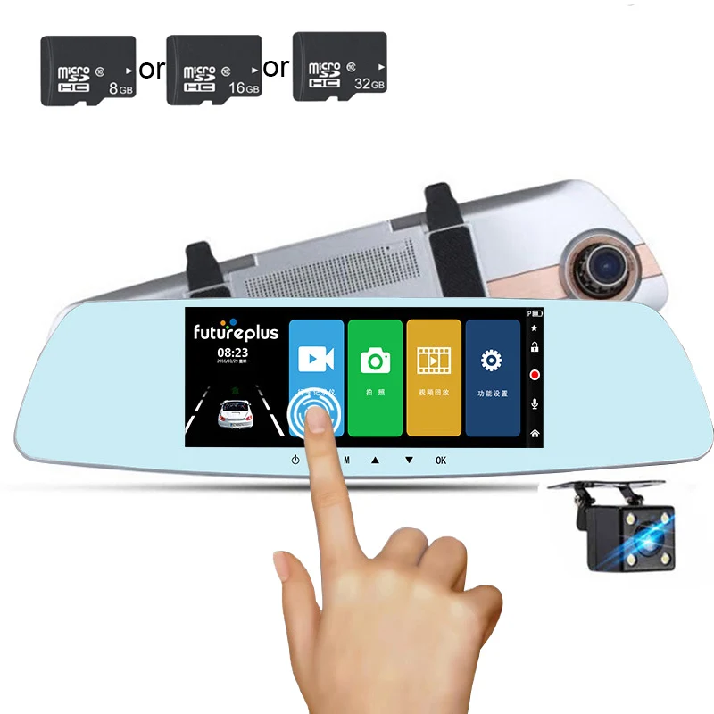 

TOSPRA 7 Inch Touch Screen Car DVR Camera Full HD 1080P Dual Len Rear View Mirror Camera Video Recorder Registrator Dash Cam