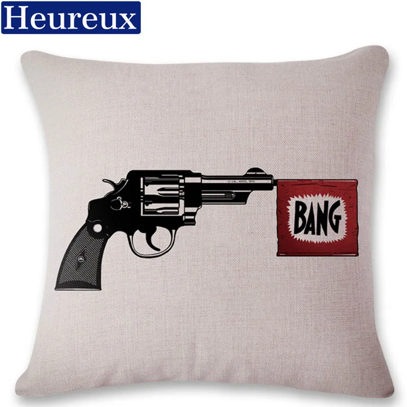 Gun cushion cover european style pillow case 45*45 thick pillow cover 3D print decorative