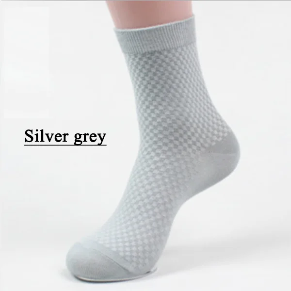 Дышащие мужские бамбуковые носки, брендовые Новые повседневные однотонные летние дезодорирующие удобные носки, 1 пара в упаковке - Цвет: Silver grey 1 Pair