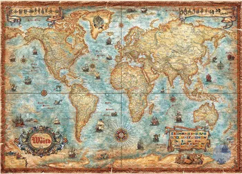 

Retro Version of World Map 3000 Pieces of German Imported Renoir Toys