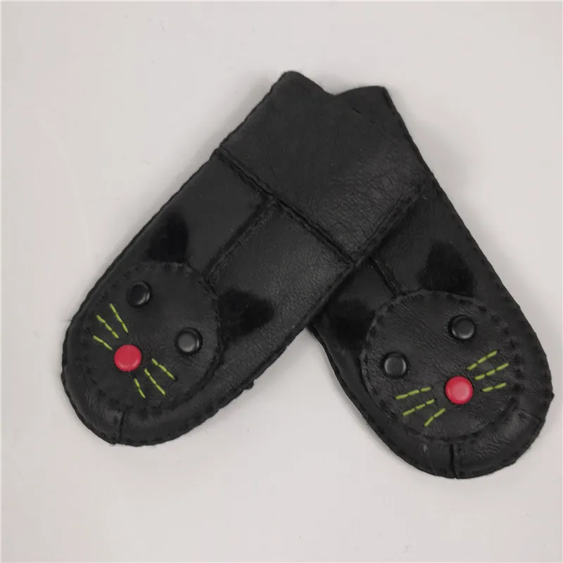 

2018 Winter Boys Warm Gloves for Children Grils Genuine Leather Natural Fur Gloves Fingerless Mittens Kids Snow Ski Gloves