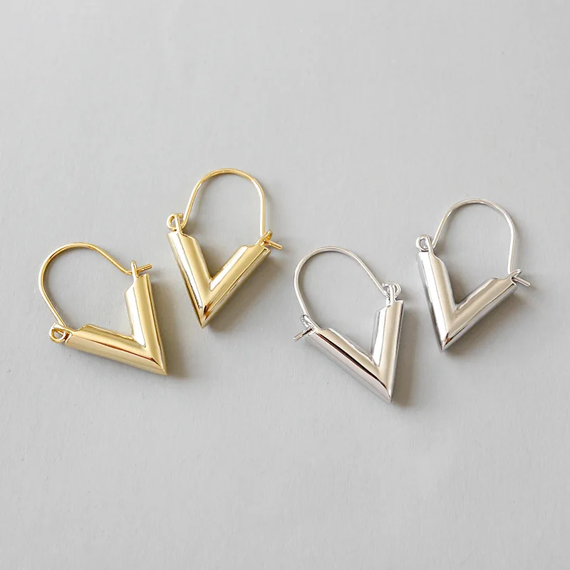 

Minimalism 18k yellow gold plated 100% Authentic 925 Sterling silver Open Geometric Triangle Leverback Earrings Fine jEWELRY E91