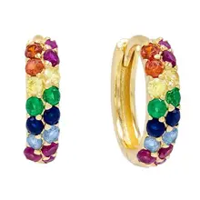 Красочные радужные серьги-кольца маленькие Мини Обручи Серебряные Золотые модные классические женские ювелирные изделия
