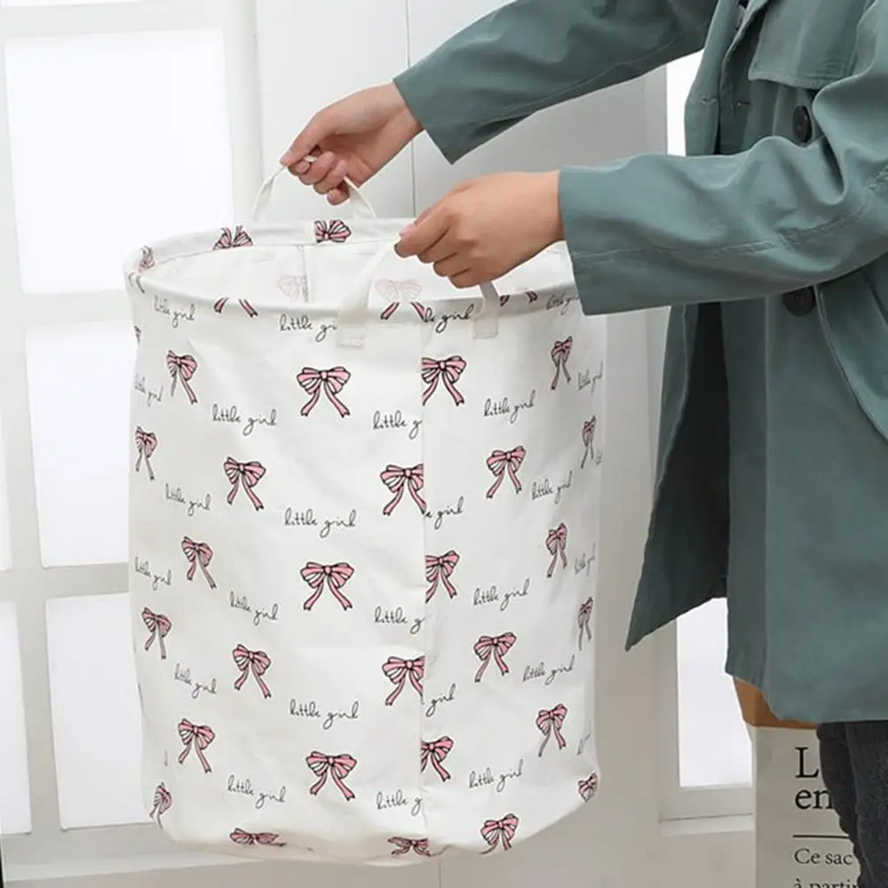 

Storage bucket Cotton and linen hamper folding waterproof laundry basket monochrome dog's paw bow black five-pointed star @16