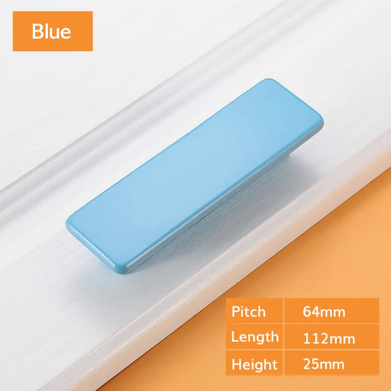Blue 64mm Детские деревянные дверные ручки, ручки для кухонного шкафа и ручки для мебели, ручки для шкафа, лаконичные круглые ручки для ящиков - Цвет: Blue 64mm