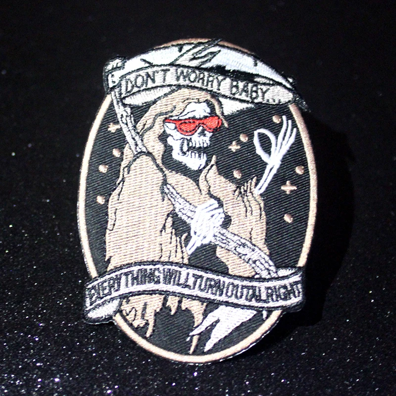 

Pulaqi Grim Reaper Skull Patch Iron On Patches For Clothes Punk Sticker DIY Embroidered Patches For Clothing Applique On Clothes