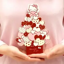 Cute Hello Kitty 3D Greeting Card Postcard Birthday Message Card Set Thanksgiving Card Letter Envelope Gift Card