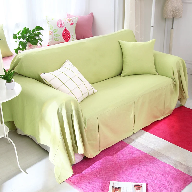 Ice Cream Color Sofa Cover Slip resistant Sofa Cover Solid Color Cotton