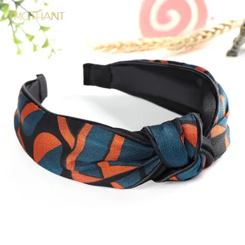 

New Korean version of the headband Fabric wide side card plaid knotted headband small bow hair accessories headdress