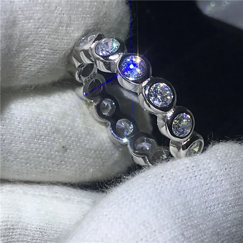 Vecalon Модные женские обручальные кольца кольцо 925 пробы серебро 3 мм 5A Циркон Sona обручальные кольца с фианитами для женщин ювелирные изделия на палец