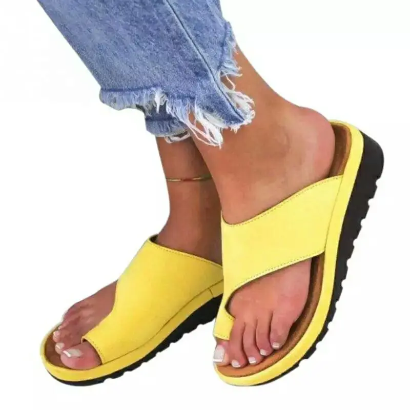 

Sandals Women Comfy Platform Shoes Feet Correct Thickened Street PU Leather Dating Flat Sole Women Sandal 2019 Sandalias