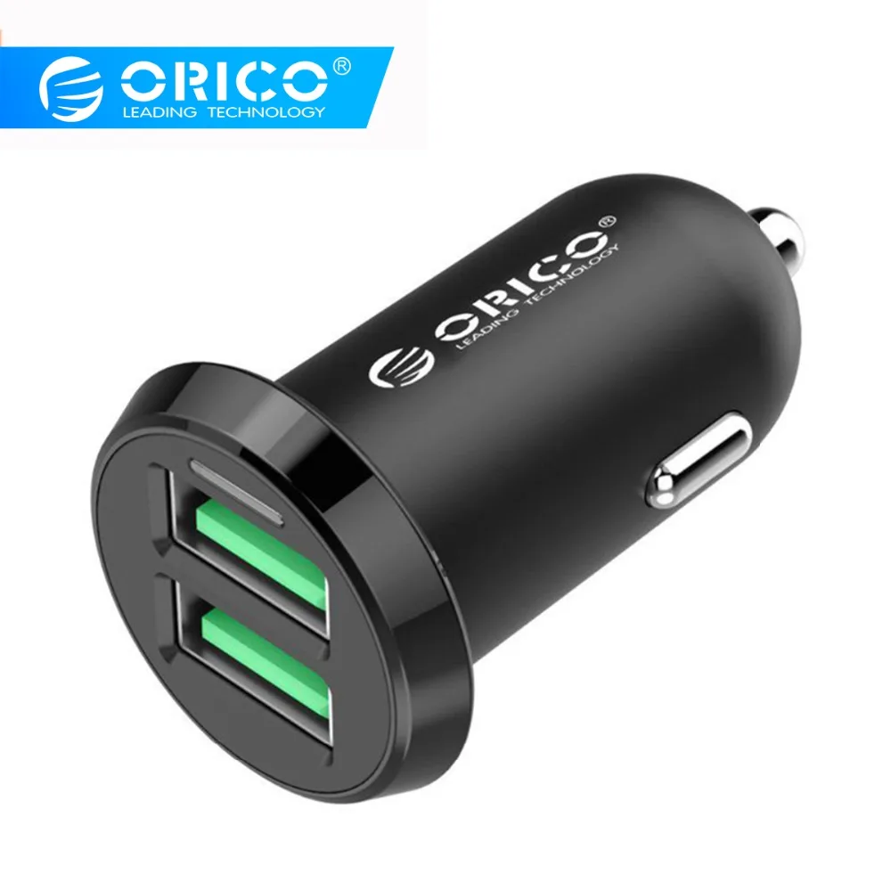 Автомобильное зарядное устройство ORICO 2.4A с двумя портами USB Автомобильное зарядное устройство Быстрая зарядка для iPhone Xiaomi samsung huawei телефон дорожная Зажигалка 12-24 В