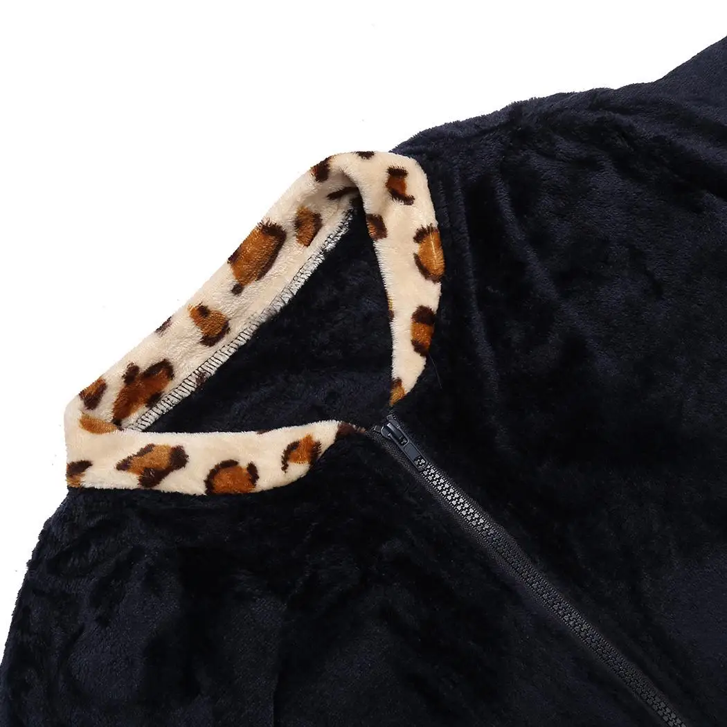 Ekouaer размера плюс халаты зимняя одежда для сна банные халаты леопардовая v-образная Пижама женская на молнии с длинным рукавом халат для сна халат