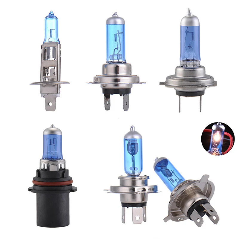 2Pcs Car Bulb Super Bright White H1 H4 H7 9007 100W/55W 12V Quartz