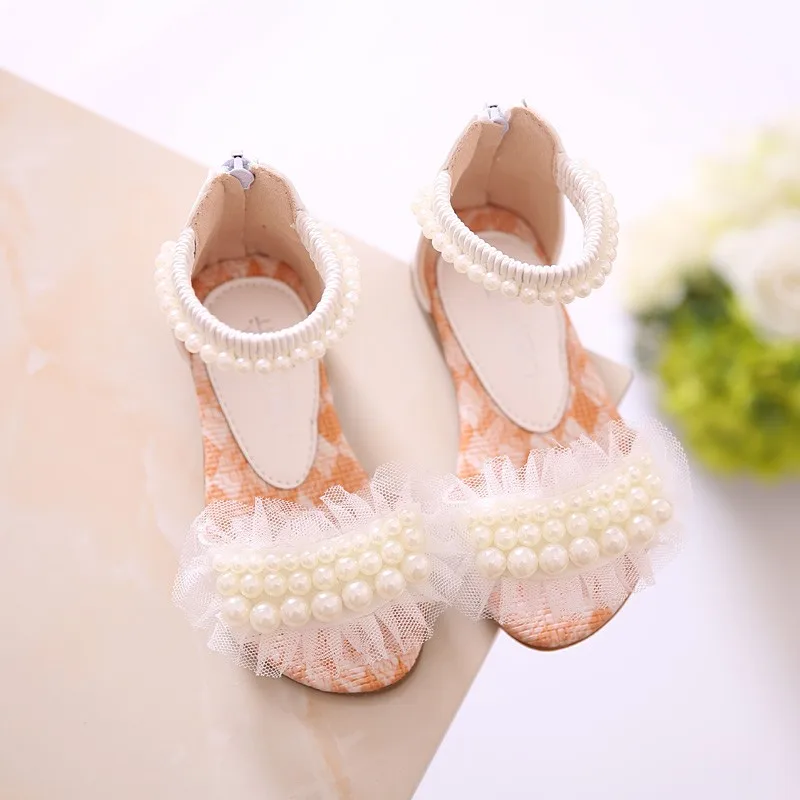 

fashion cute children Pearl flower sandals 2019 summer new Korean version girls princess dress shoes soft soled dance sandals