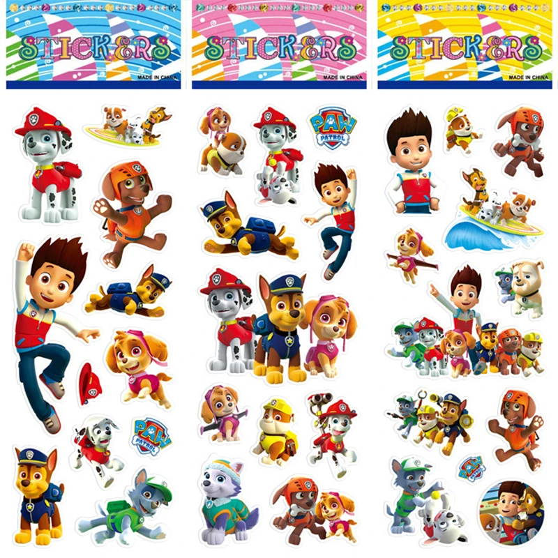 

6 sheets/lot 3D Sticker For Pawed Patrolling Children Pet Kids Stickers Toys Bubble Stickers Teacher Reward Sticker NGH88